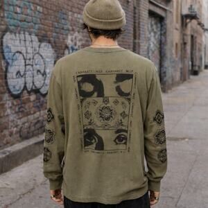 Carhartt WIP Sz M Sage Green 'Scope' Long Sleeve T-Shirt Graphic Print Casual